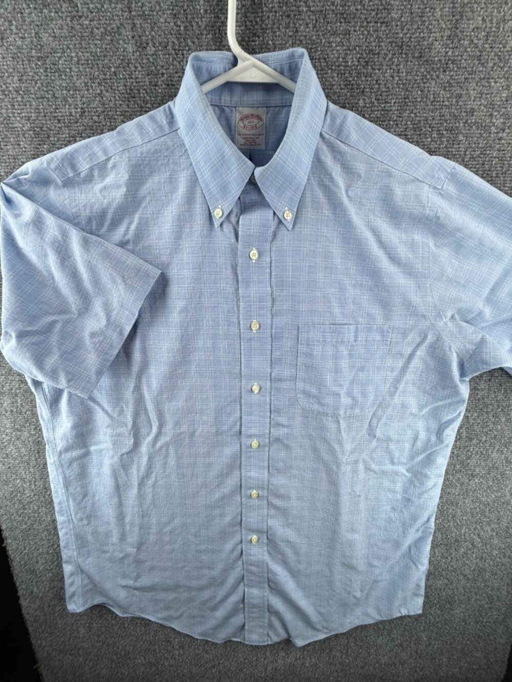 Brooks Brothers Button-Down Traditional Cotton Check Non-Iron Short Sleeve 15.5
